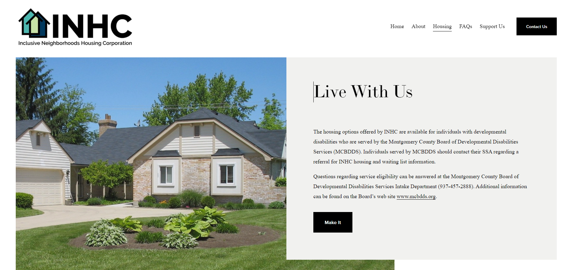 INHC website screen shot of a house 